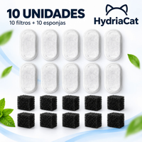 Filtros de recambio HydriaCat - pack de 10 unidades (10 filtros + 10 esponjas)