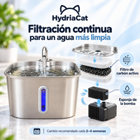 Sistema de filtración de la fuente HydriaCat: filtro de carbón activo y esponja de la bomba